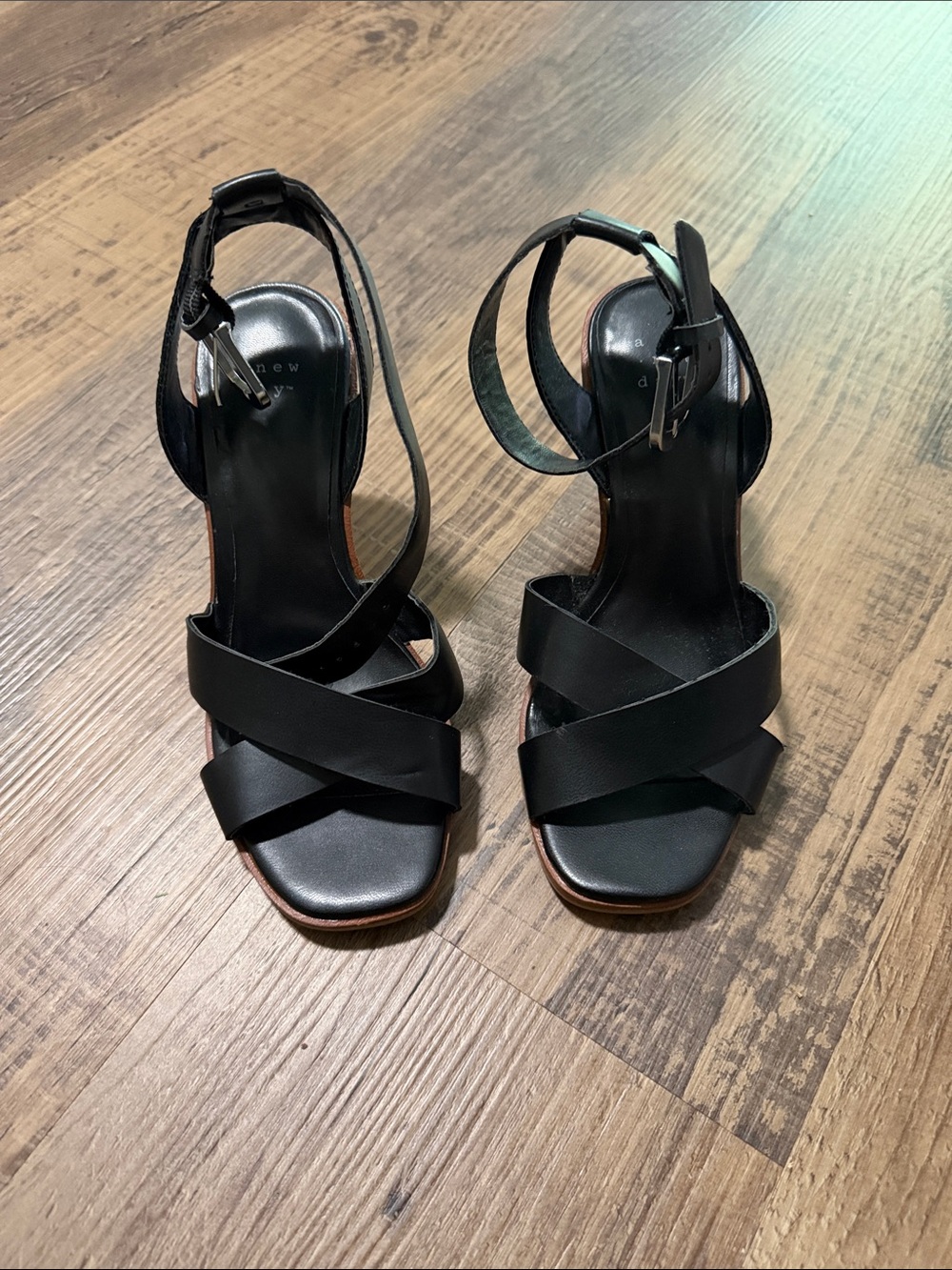 a new day Black Crisscross Ankle Strap Wedges